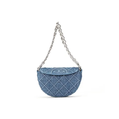 TORY BURCH Fleming Denim Сумка-полумесяц Сумка через плечо Сумка Женская Джинсовый синий