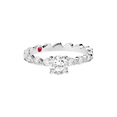FRED 23k Platinum Diamond Ruby Rings Women's Silver