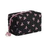 Розовый бант, плиссированная черная сумка-подушка