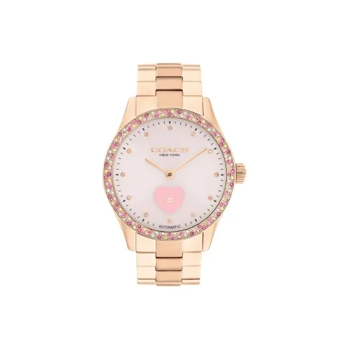 COACH Наручные часы Механический механизм Стальной ремешок 38 мм Розовый циферблат Женские часы