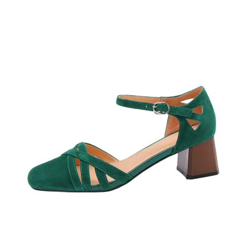 XICUNMINGWU Грубый каблук Высокие каблуки Женские Зеленый