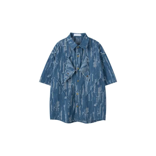 Павлине-синий унисекс рубашки