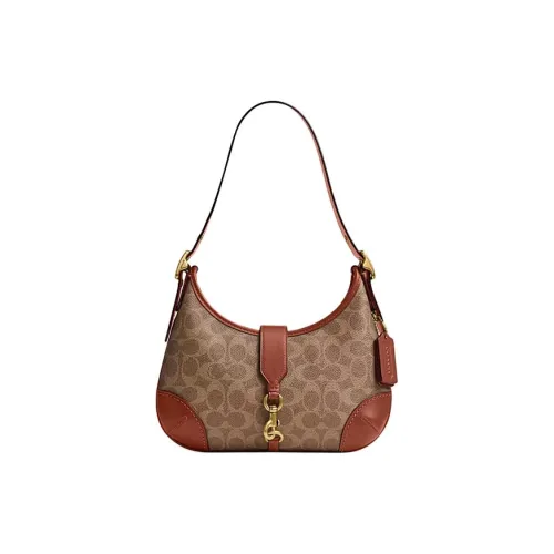 COACH HamptonsHobo Покрытый холст Сумка на плечо Средний Женский Коричневый