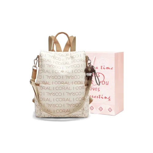 CORALDAISY Рюкзак из синтетической кожи стандартный унисекс цвет экрю кофейный