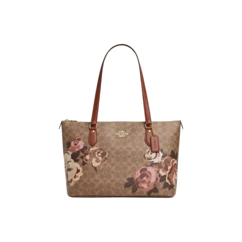 COACH Gallery Холст Тоут Сумка Сумка для покупок Сумка Сумка через плечо Большая Женская Коричневая DIVERSE