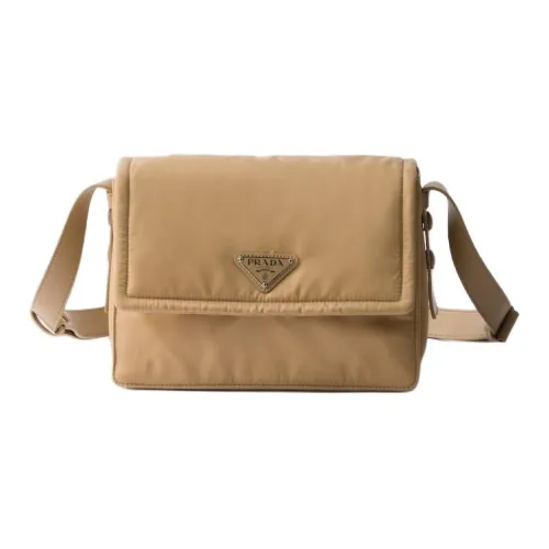 PRADA RE Нейлон Переработанный Полиамид Сумка через плечо Сумка на плечо Маленькая Женская Верблюжий Коричневый