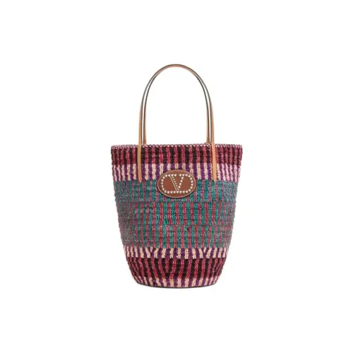 Valentino Vlogo Raffia Tote Bag Shopping Bag Handbag Shoulder Bag Men's Multicolor