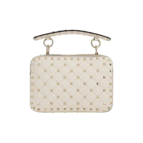 Valentino ROCKSTUD SPIKE Lambskin One Shoulder Bag Women's Ivory