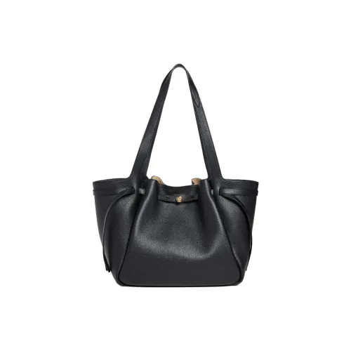 TORY BURCH Личий Зернистая Текстура Кожа Сумка-тоут Сумка для покупок Сумка через плечо Большая Женская Черная