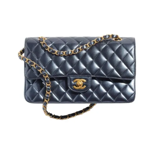 CHANEL 23C Spring Classic Flap CF Металлик Телячья кожа Сумка с клапаном Сумка через плечо Сумка среднего размера