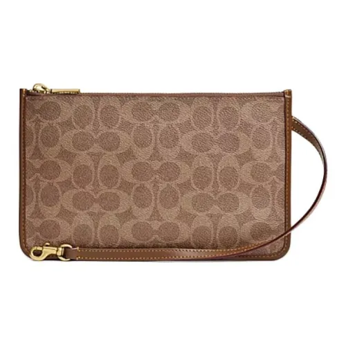 COACH Телячья кожа Клатч Маленький Женский Хаки