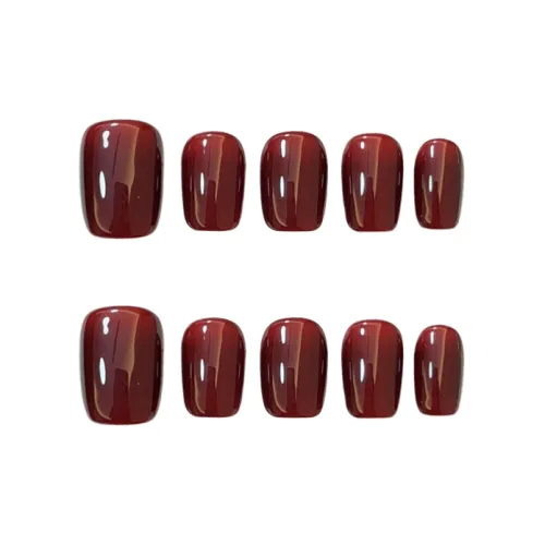 COLLEEN Extreme Monochrome Cherries False Nail Короткий Квадрат Вишнево-красный Однотонный Однотонный 15мм 10 шт