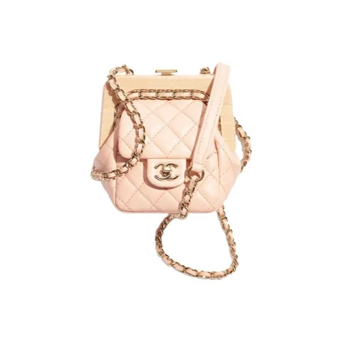 CHANEL Lambskin Crossbody Clutch Small Women's Beige