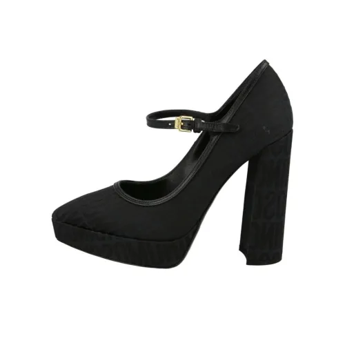 MOSCHINO Туфли Мэри Джейн с грубым каблуком 11,5 см женские черные