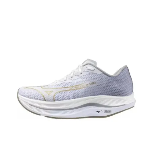 Mizuno Wave Rebellion Flash Slip-Resistant Abrasion-Resistant Низкий Топ Беговые кроссовки Мужские Белый Золото Серый