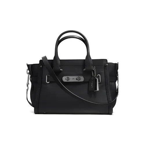 COACH Swagger Мягкая кожа GRAIN LEATHER Сумка через плечо Сумка через плечо Большая Женская Черная