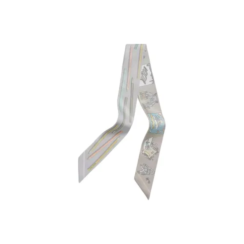 HERMES Шелковая лента Шарфы из шелка Tutowy Унисекс Светлый Синий