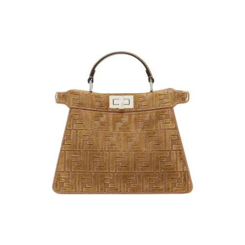 FENDI Peekaboo ISeeU Телячья кожа Одно плечо Сумка Маленькая Женская Бежевая