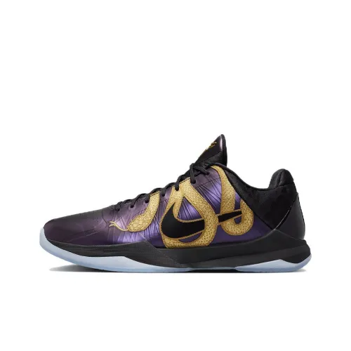 Nike Kobe 5 Баскетбольные кроссовки Low Топ Черный Фиолетовый Золотой Мужской