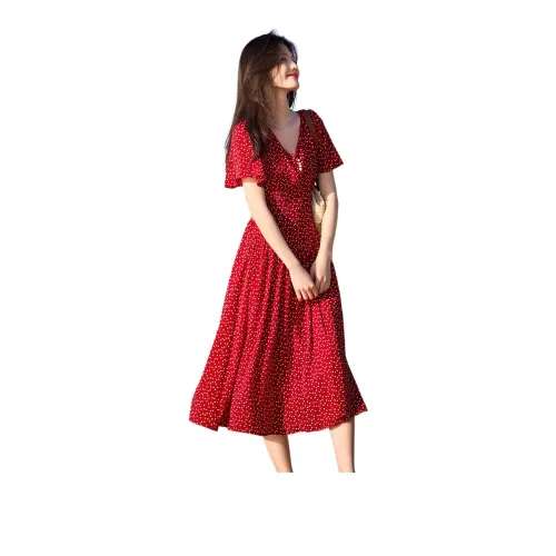 XWI Red Женские Короткие Платья с Рукавами