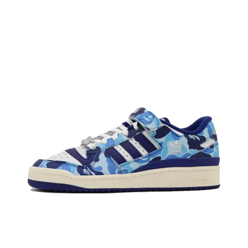 A BATHING APE x Adidas Originals FORUM 84 Low Топ Скейтборд Кроссовки Унисекс Синий Белый