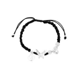 Подвеска с иероглифом «Фу» Серебряная Бабочка Браслет [Черный шнур]