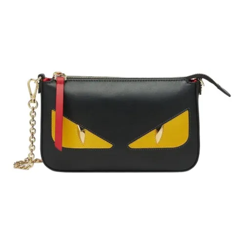 FENDI Baguette Телячья кожа Одно плечо Через плечо Клатч Женский Черный