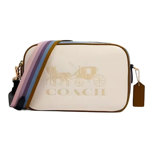 COACH Jes Коровья кожа Camera Сумка Сумка через плечо Сумка среднего размера Женская Белая