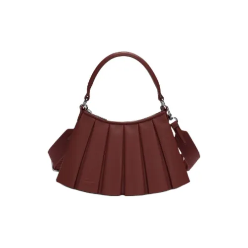 Сумка на одно плечо из овчины маленькая женская темно-красного цвета сотрудничество с LACOSTE