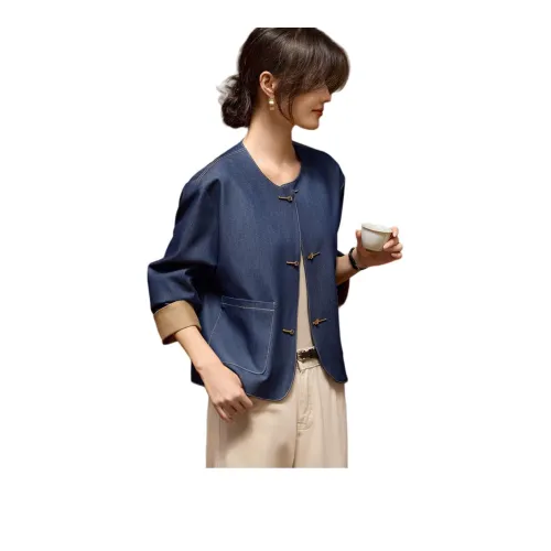 XWI Винтажный синий женский джинсовый куртка