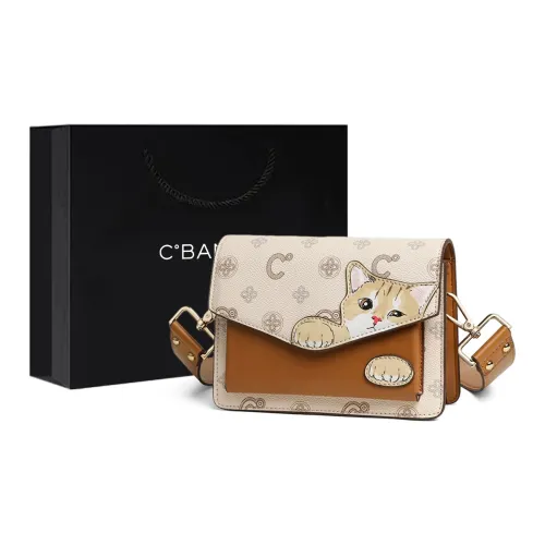 C°BANNER Синтетическая кожа Одно плечо Через плечо Маленькая квадратная сумка Стандартная Женская Бежевый Белый Коричневый