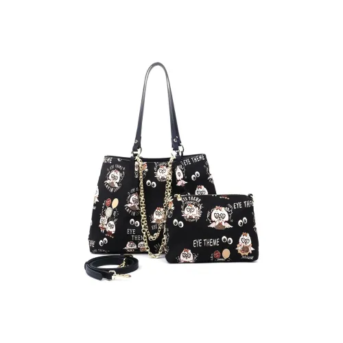 EYE THEME ПУ (полиуретан) Комбинированная сумка сумка через плечо женская черный белый и синий