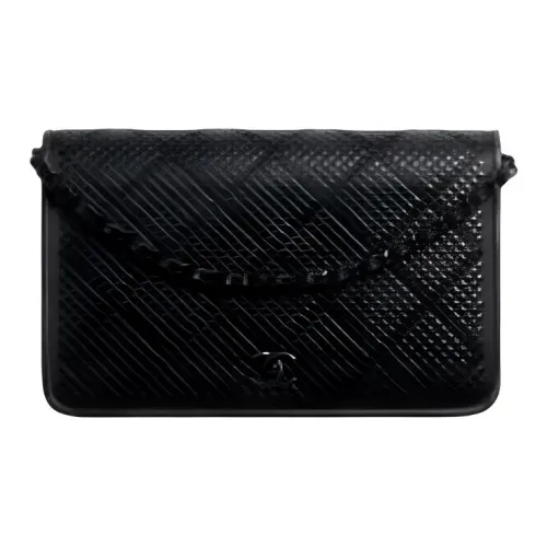 CHANEL WOC Корова Кожа Flap Bag Chain Wallet Shoulder Bag Medium Women's Black