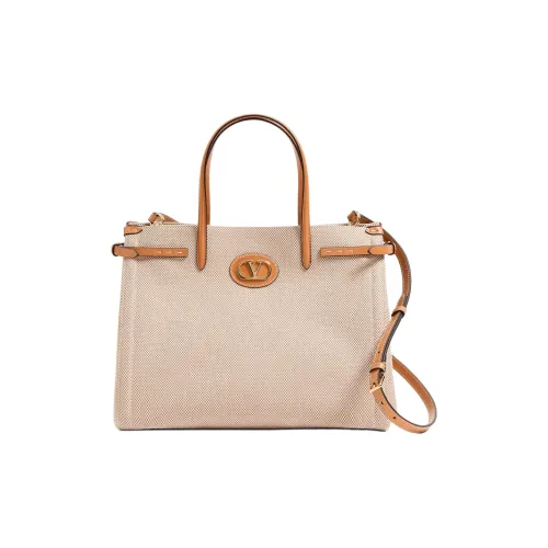 Valentino Garavani Холст Тоут Сумка Сумка для покупок Сумка через плечо Сумка среднего размера Женская Естественный Табак
