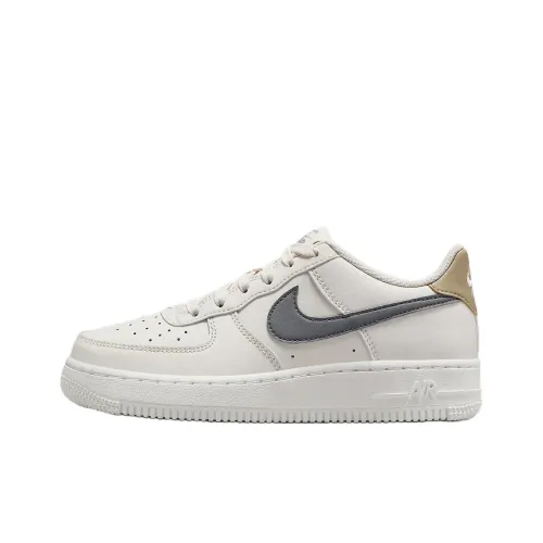 Nike Air Force 1 Slip-Resistant Abrasion-Resistant Low Top Kids Lifestyle Shoes Gray Beige Khaki Cool Gray Teenagers Найк Эйр Форс 1 Противоскользящий Устойчивый к Износу Низкий Топ Детские Лайфстайл Обувь Серый Бежевый Хаки Холодный Серый Подростки