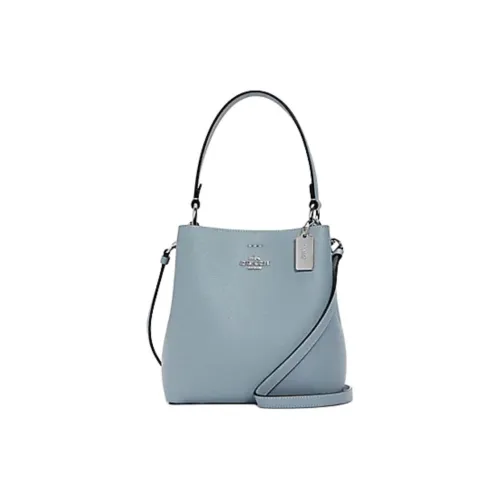 COACH Canvas Кожа Ведро Сумка Портативная Сумка через плечо Маленькая Женская Сумка Morandi Haze Синий