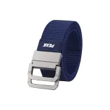 Двойная пряжка, тканевый вязаный ремень - темно-синий