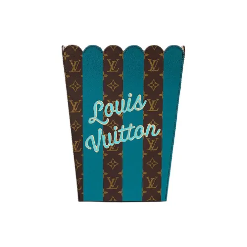 LOUIS VUITTON Холст с кожей Попкорн Корзина для хранения Унисекс Синий и Коричневый