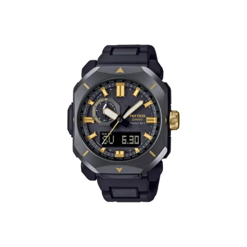 CASIO Солнечный кварцевый механизм мужские часы коллекция PRO TREK двойной циферблат размер 49,6мм*44,8мм*14,7мм черный