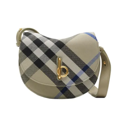 Burberry Rocking Horse Полиэстер Седло Сумка Сумка через плечо Сумка на плечо Маленькая Женская Серый