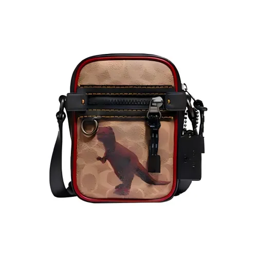 COACH Sui Jianguo Коллаборация Dylan Покрытый холст с кожаными вставками Сумка через плечо Мини Мужской Коричневый