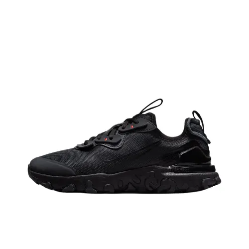Nike React Vision Slip-Resistant Abrasion-Resistant Low Top Детская Беговая Обувь Черная Подростки