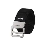 Двойная пряжка, тканевый вязаный ремень - черный