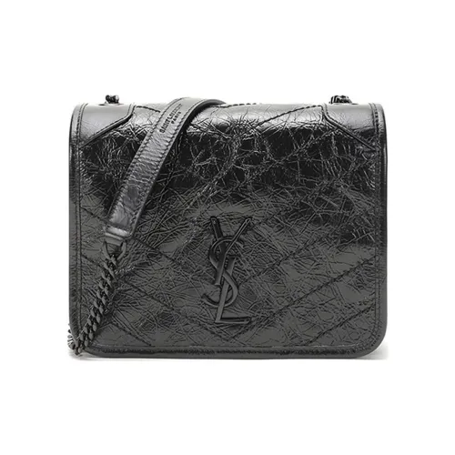 SAINT LAURENT Кожаный Черный Цепь Кошелек Сумка через плечо Сумка на плечо Стандартная Женская Черная