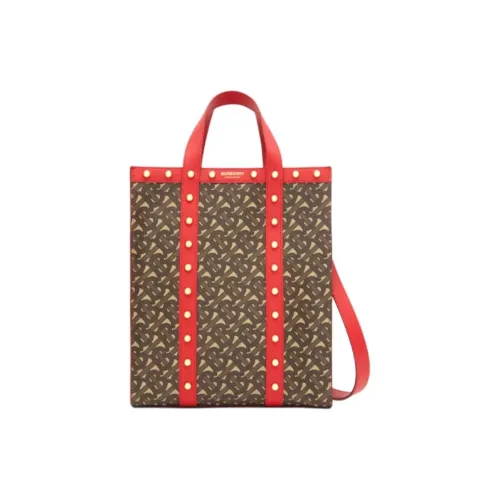 Burberry Экологичный Холст Тоут Портативная Сумка через плечо Сумка через плечо Маленькая Унисекс Ярко-красная