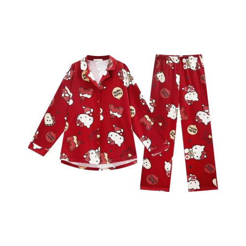 GUKOO x Hello Kitty Пижамный комплект Женские Набор в подарочной коробке Включено Хурма Красный