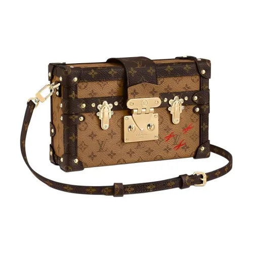 LOUIS VUITTON PETITE MALLE Покрытие Холст Коробка Сумка Ручная Сумка через плечо Сумка через плечо Женская Светло-Коричневая