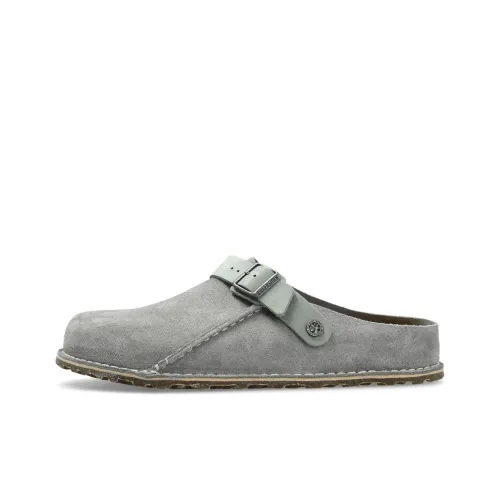 Биркенсток Lutry Premium Suede Резиновая подошва Устойчивая к истиранию Противоскользящая Домашние тапочки Мужские Серый Зеленый