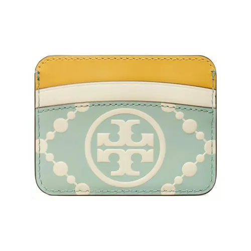 TORY BURCH T Monogram Jacquard Leather Cardholder Mini Women's Green