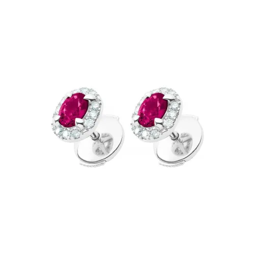 Redline Ruby Diamond 18K White Gold Earrings Women's Red